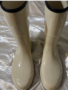 GUCCI Double G Logo Green Rubber RAIN BOOTS Size 12 UNISEX